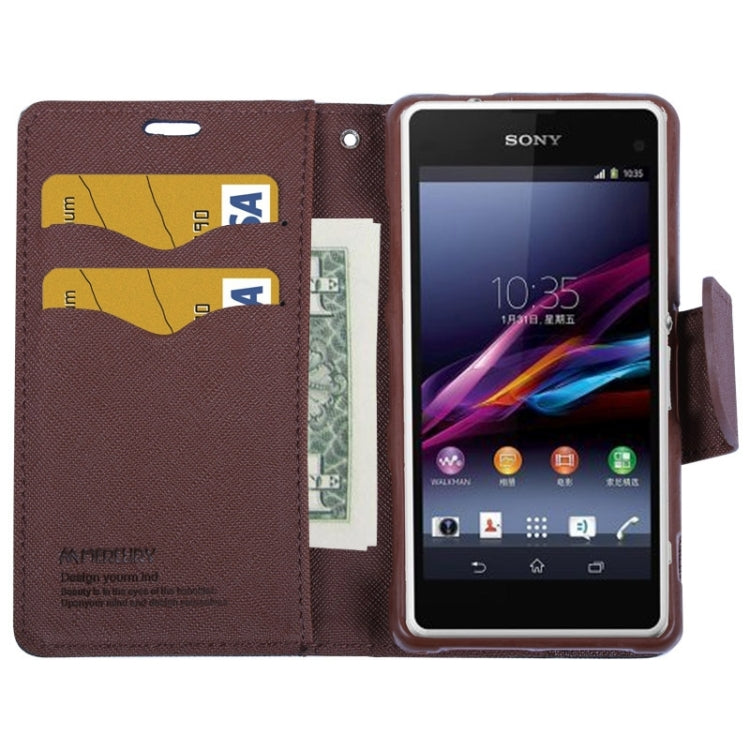 MERCURY Cross Texture Contrast Color Style Leather Case with Holder & Card Slots & Wallet for Sony Xperia Z1 Compact