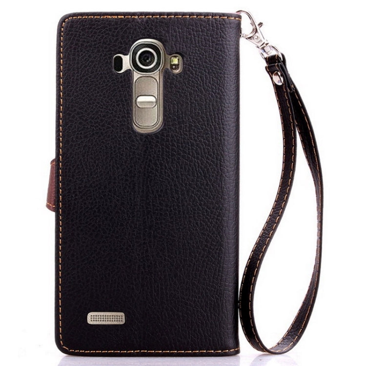 Leaf Magnetic Snap Litchi Texture Horizontal Flip Leather Case with Card Slots & Wallet & Holder & Lanyard for LG G4