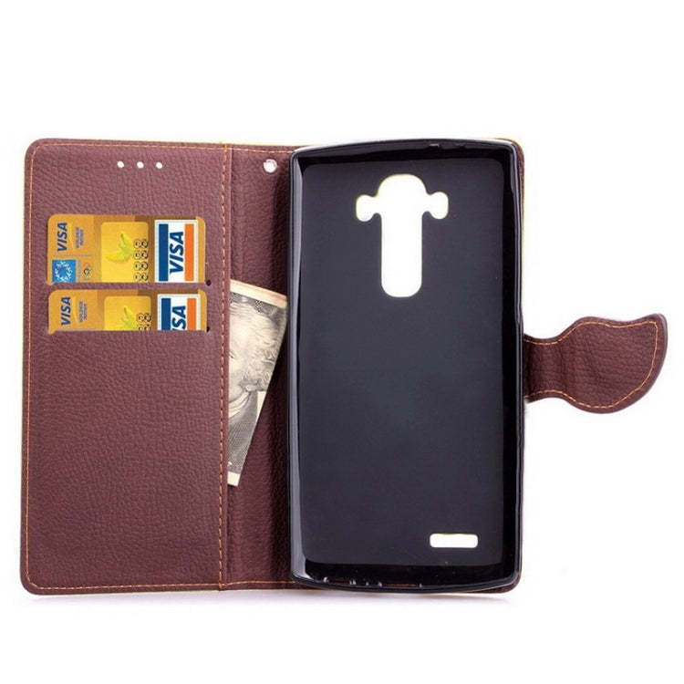 Leaf Magnetic Snap Litchi Texture Horizontal Flip Leather Case with Card Slots & Wallet & Holder & Lanyard for LG G4