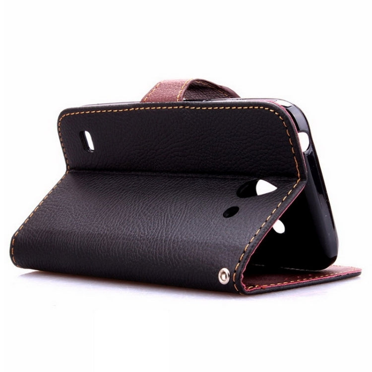 Leaf Magnetic Snap Litchi Texture Horizontal Flip Leather Case with Card Slots & Wallet & Holder & Lanyard for Huawei Ascend Y550