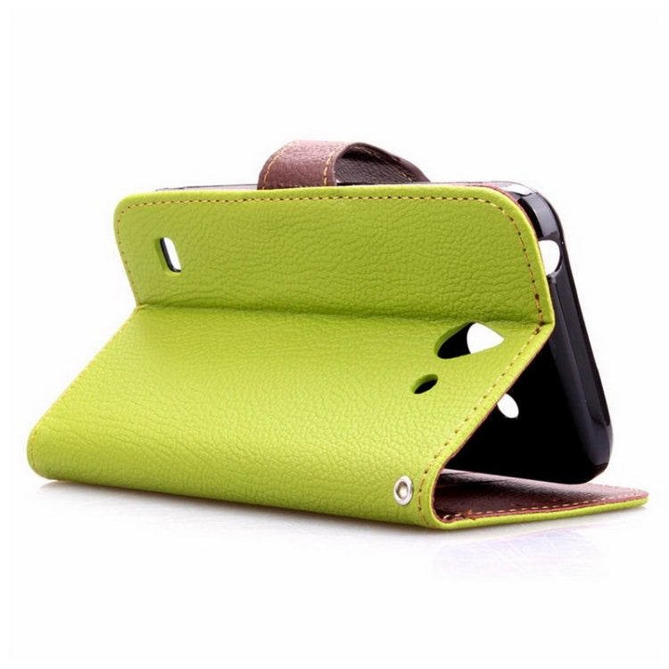 Leaf Magnetic Snap Litchi Texture Horizontal Flip Leather Case with Card Slots & Wallet & Holder & Lanyard for Huawei Ascend Y550