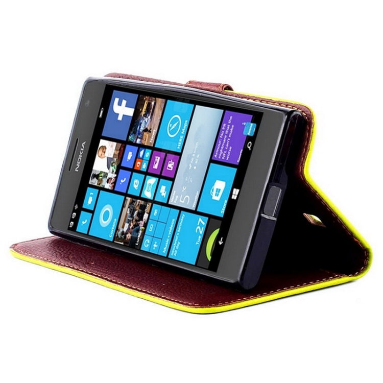 Leaf Magnetic Snap Litchi Texture Horizontal Flip Leather Case with Card Slots & Wallet & Holder & Lanyard for Nokia Lumia 730