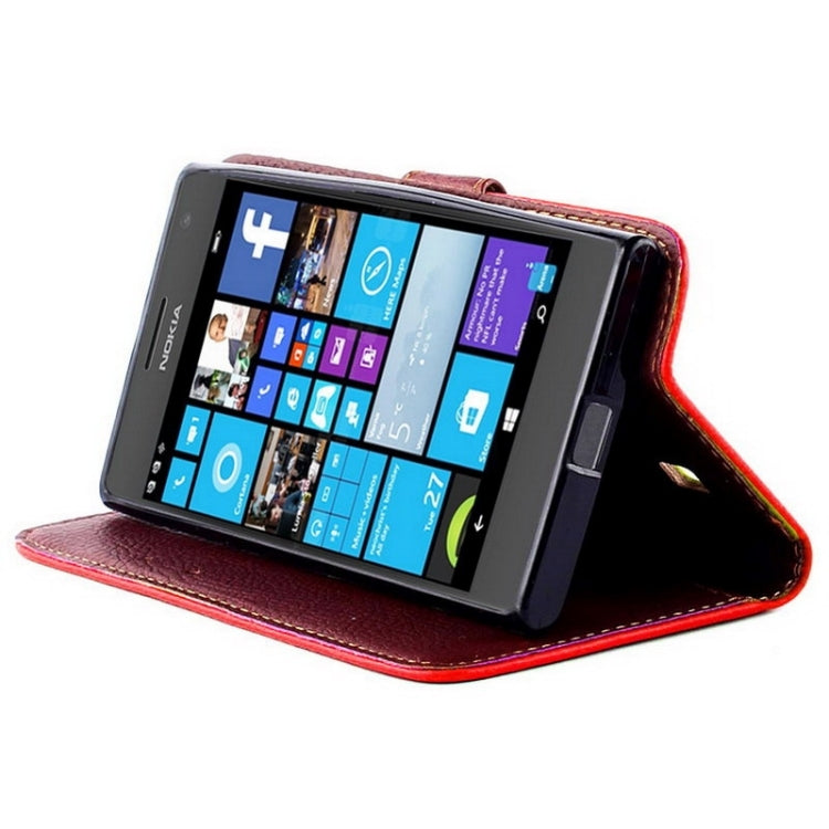 Leaf Magnetic Snap Litchi Texture Horizontal Flip Leather Case with Card Slots & Wallet & Holder & Lanyard for Nokia Lumia 730