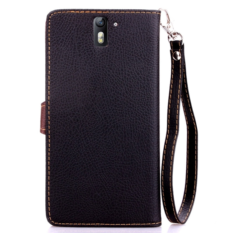 Leaf Magnetic Snap Litchi Texture Horizontal Flip Leather Case with Card Slots & Wallet & Holder & Lanyard for OnePlus One