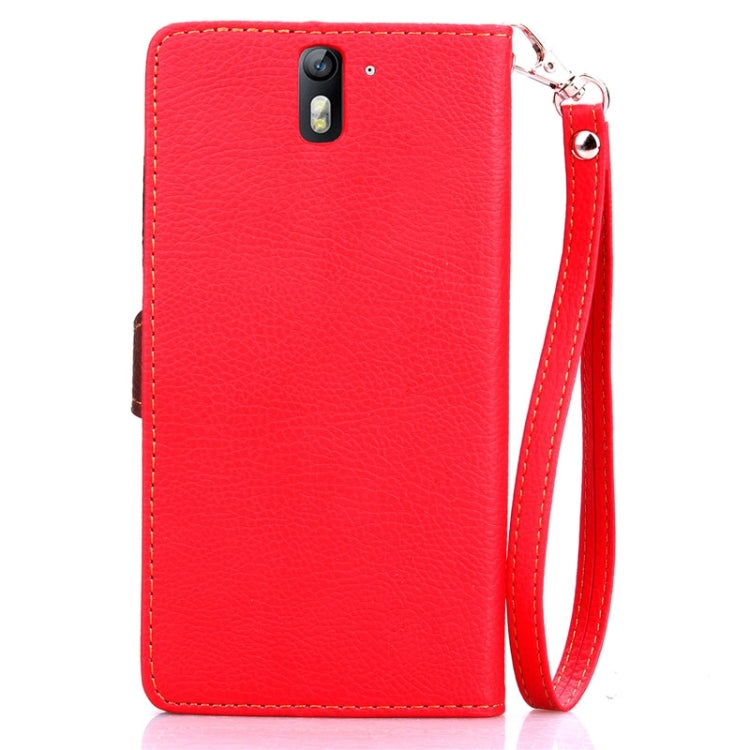 Leaf Magnetic Snap Litchi Texture Horizontal Flip Leather Case with Card Slots & Wallet & Holder & Lanyard for OnePlus One