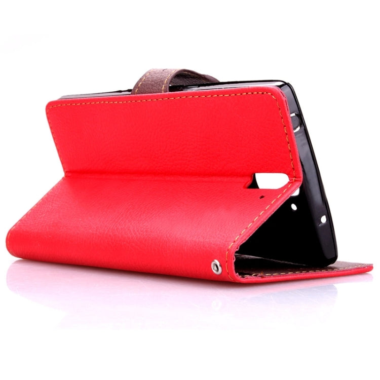 Leaf Magnetic Snap Litchi Texture Horizontal Flip Leather Case with Card Slots & Wallet & Holder & Lanyard for OnePlus One