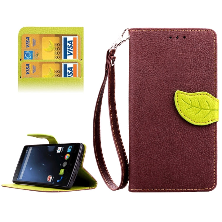 Leaf Magnetic Snap Litchi Texture Horizontal Flip Leather Case with Card Slots & Wallet & Holder & Lanyard for OnePlus One