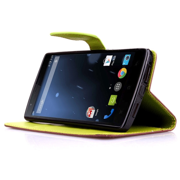 Leaf Magnetic Snap Litchi Texture Horizontal Flip Leather Case with Card Slots & Wallet & Holder & Lanyard for OnePlus One