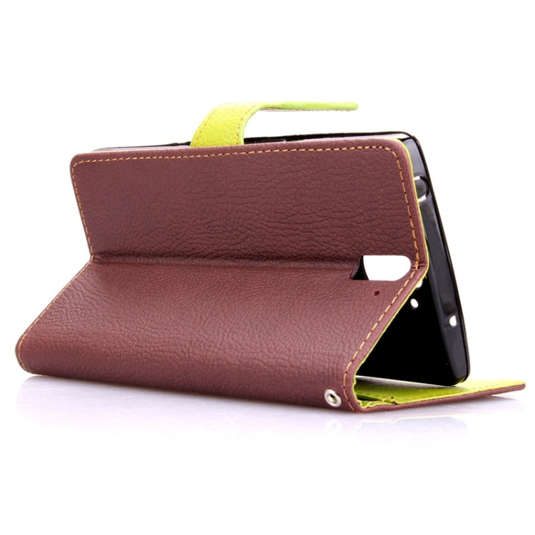 Leaf Magnetic Snap Litchi Texture Horizontal Flip Leather Case with Card Slots & Wallet & Holder & Lanyard for OnePlus One