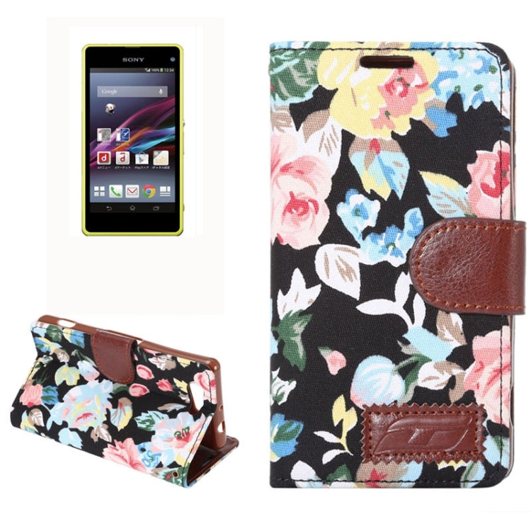 Flower Pattern Horizontal Flip Magnetic Buckle Leather Case with Card Slots & Holder for Sony Xperia Z4 Compact