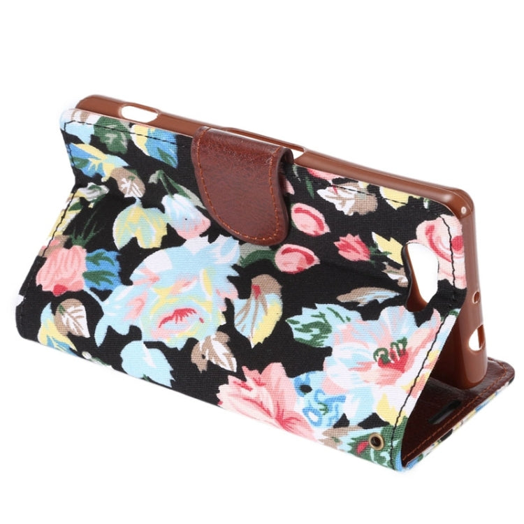 Flower Pattern Horizontal Flip Magnetic Buckle Leather Case with Card Slots & Holder for Sony Xperia Z4 Compact