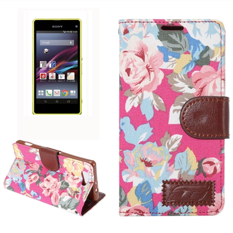 Flower Pattern Horizontal Flip Magnetic Buckle Leather Case with Card Slots & Holder for Sony Xperia Z4 Compact