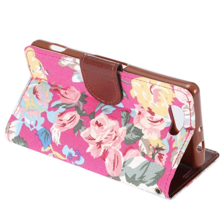 Flower Pattern Horizontal Flip Magnetic Buckle Leather Case with Card Slots & Holder for Sony Xperia Z4 Compact