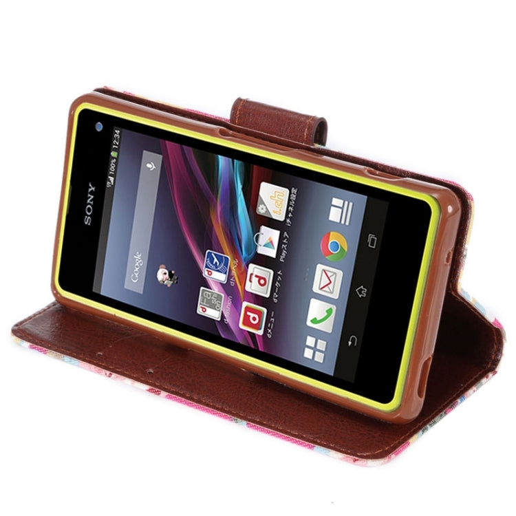 Flower Pattern Horizontal Flip Magnetic Buckle Leather Case with Card Slots & Holder for Sony Xperia Z4 Compact