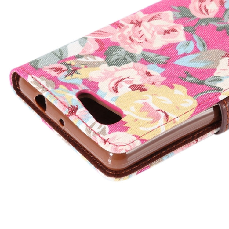 Flower Pattern Horizontal Flip Magnetic Buckle Leather Case with Card Slots & Holder for Sony Xperia Z4 Compact