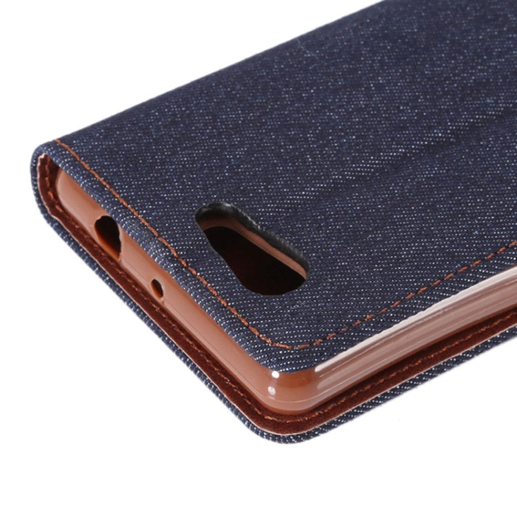 Denim Texture Horizontal Flip Leather Case with Card Slot & Holder for Sony Xperia Z4 Compact