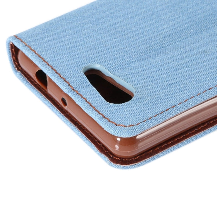 Denim Texture Horizontal Flip Leather Case with Card Slot & Holder for Sony Xperia Z4 Compact