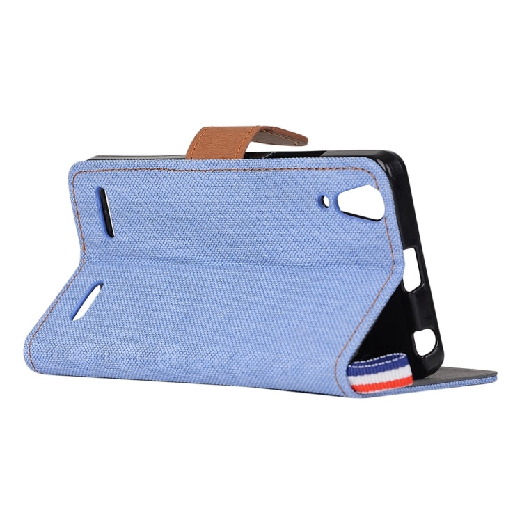 Denim Texture Horizontal Flip Leather Case with Card Slots & Holder for Lenovo A6000