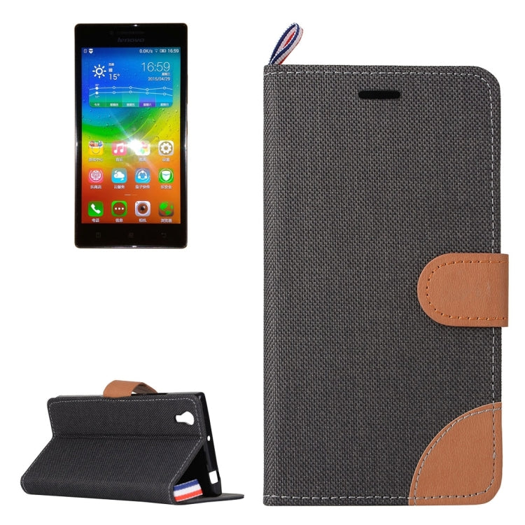 Denim Texture Horizontal Flip Leather Case with Card Slots & Holder for Lenovo P70