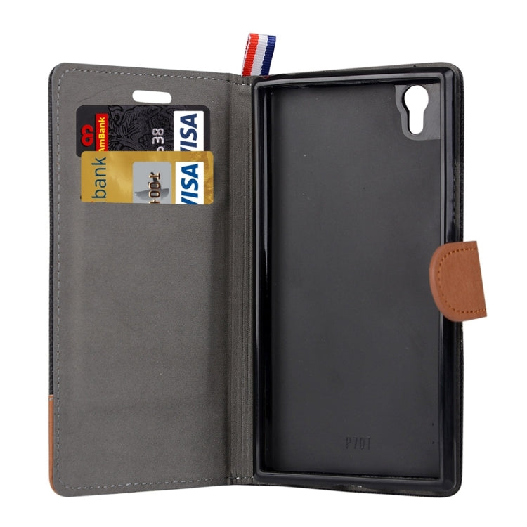 Denim Texture Horizontal Flip Leather Case with Card Slots & Holder for Lenovo P70