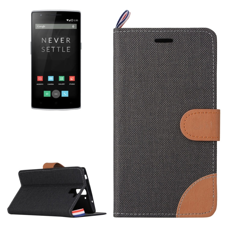 Denim Texture Horizontal Flip Leather Case with Card Slots & Holder for OnePlus One