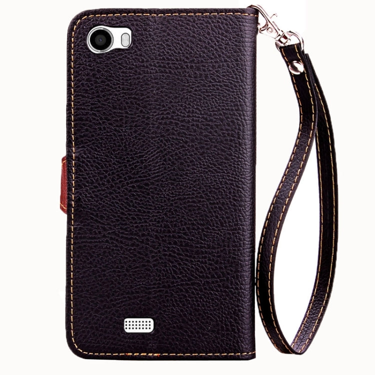 Leaf Magnetic Snap Litchi Texture Horizontal Flip Leather Case with Card Slots & Holder & Wallet & Lanyard for Wiko Lenny