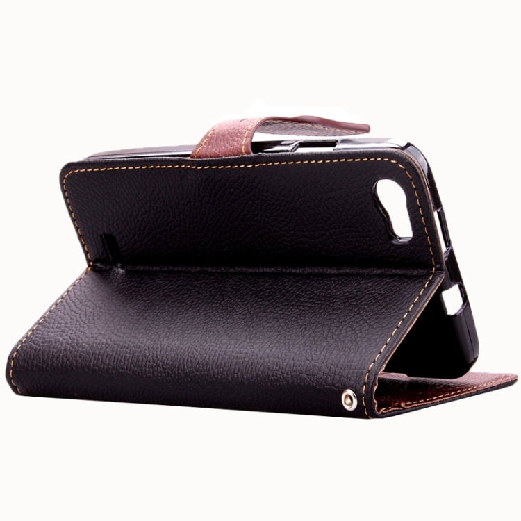 Leaf Magnetic Snap Litchi Texture Horizontal Flip Leather Case with Card Slots & Holder & Wallet & Lanyard for Wiko Lenny