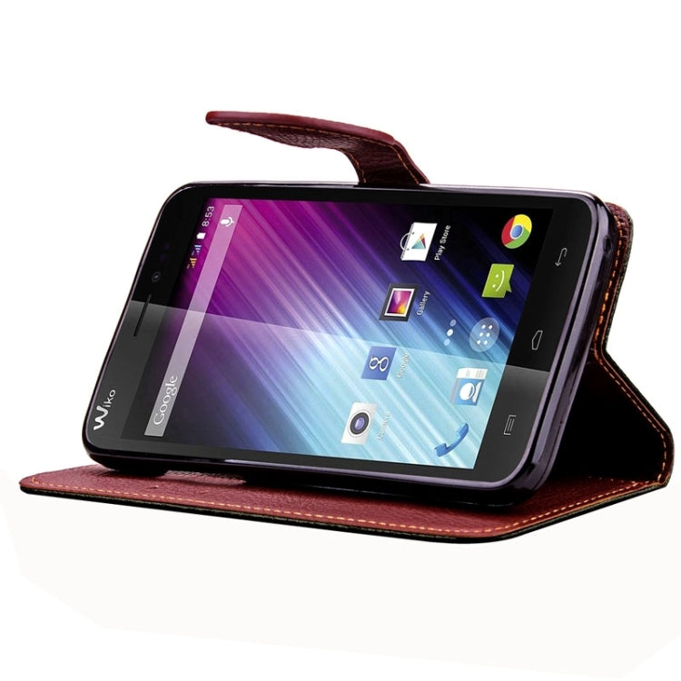 Leaf Magnetic Snap Litchi Texture Horizontal Flip Leather Case with Card Slots & Holder & Wallet & Lanyard for Wiko Lenny