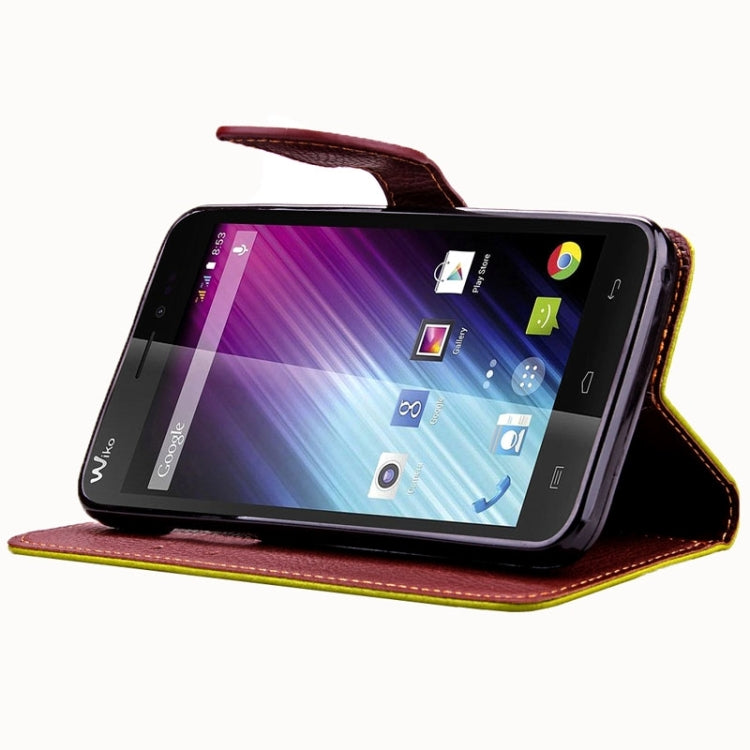 Leaf Magnetic Snap Litchi Texture Horizontal Flip Leather Case with Card Slots & Holder & Wallet & Lanyard for Wiko Lenny