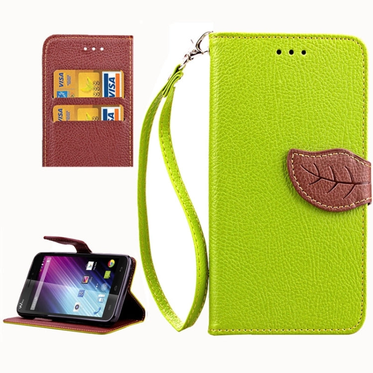 Leaf Magnetic Snap Litchi Texture Horizontal Flip Leather Case with Card Slots & Holder & Wallet & Lanyard for Wiko Lenny