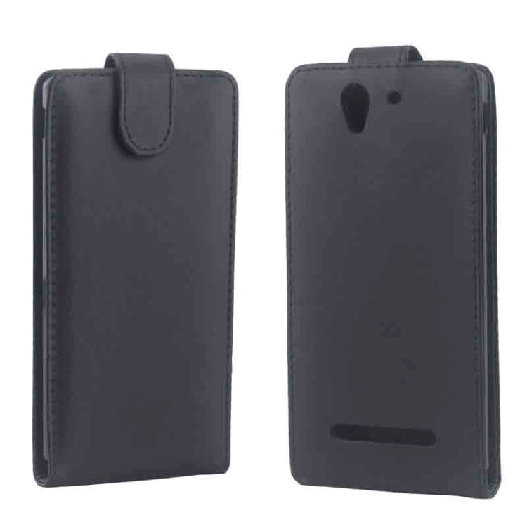 Vertical Flip Magnetic Button Leather Case for Sony Xperia C3 / D2533