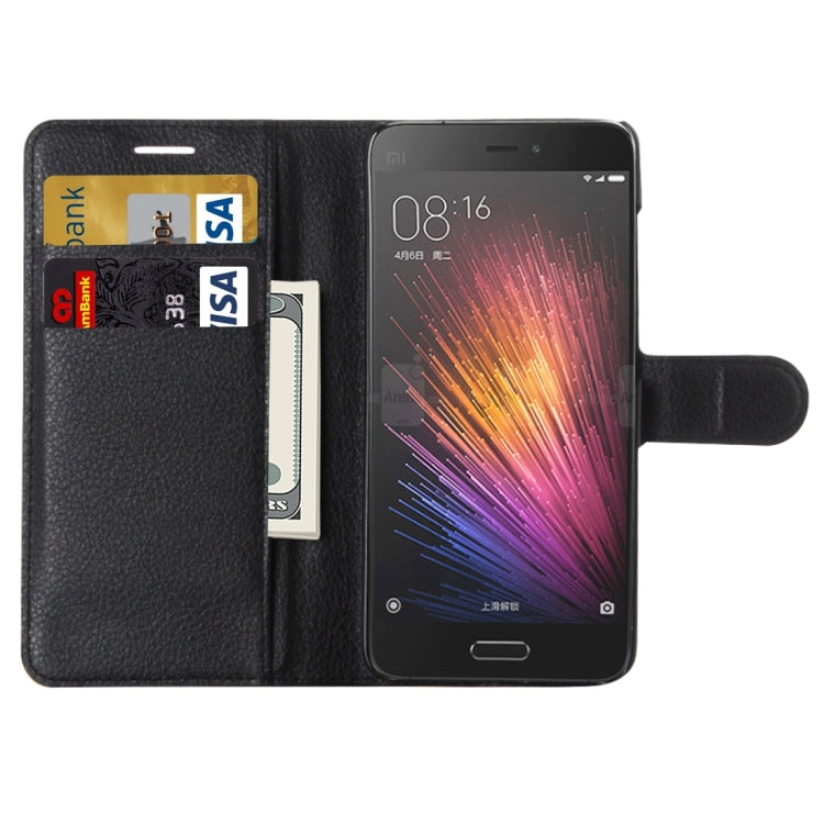 For Xiaomi  Mi5 Litchi Texture Horizontal Flip Leather Case with Holder & Card Slots & Wallet