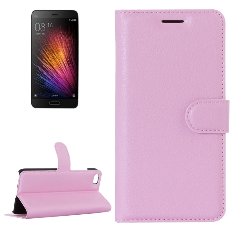 For Xiaomi  Mi5 Litchi Texture Horizontal Flip Leather Case with Holder & Card Slots & Wallet