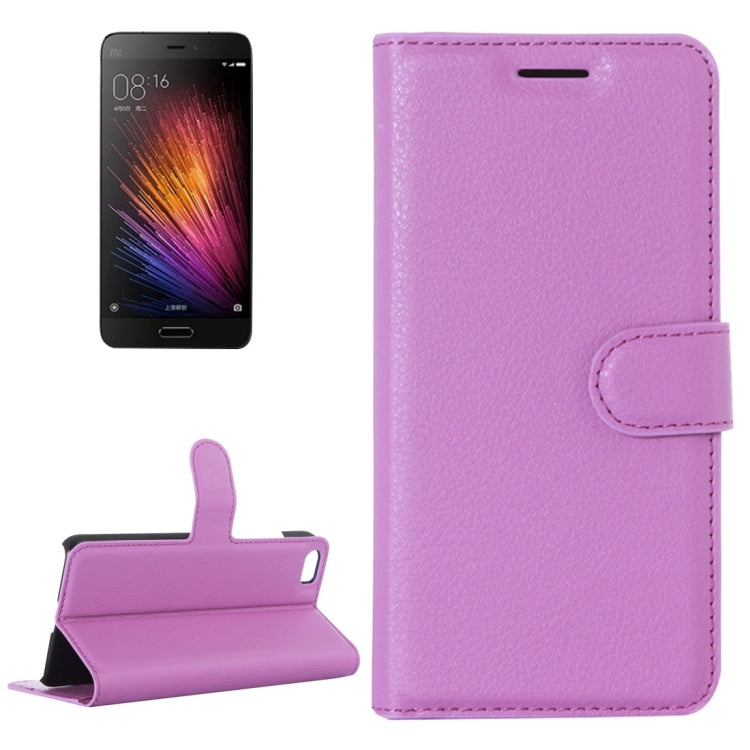 For Xiaomi  Mi5 Litchi Texture Horizontal Flip Leather Case with Holder & Card Slots & Wallet