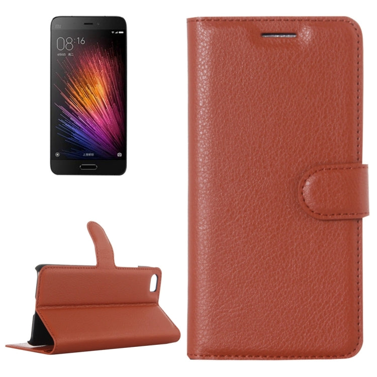 For Xiaomi  Mi5 Litchi Texture Horizontal Flip Leather Case with Holder & Card Slots & Wallet