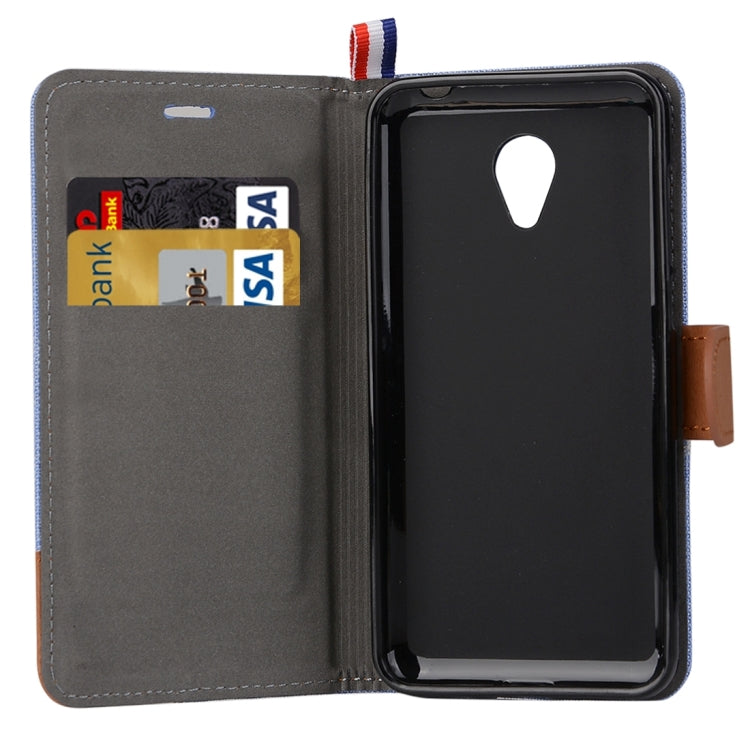 Denim Texture Horizontal Flip Leather Case with Card Slots & Holder for Meizu M2