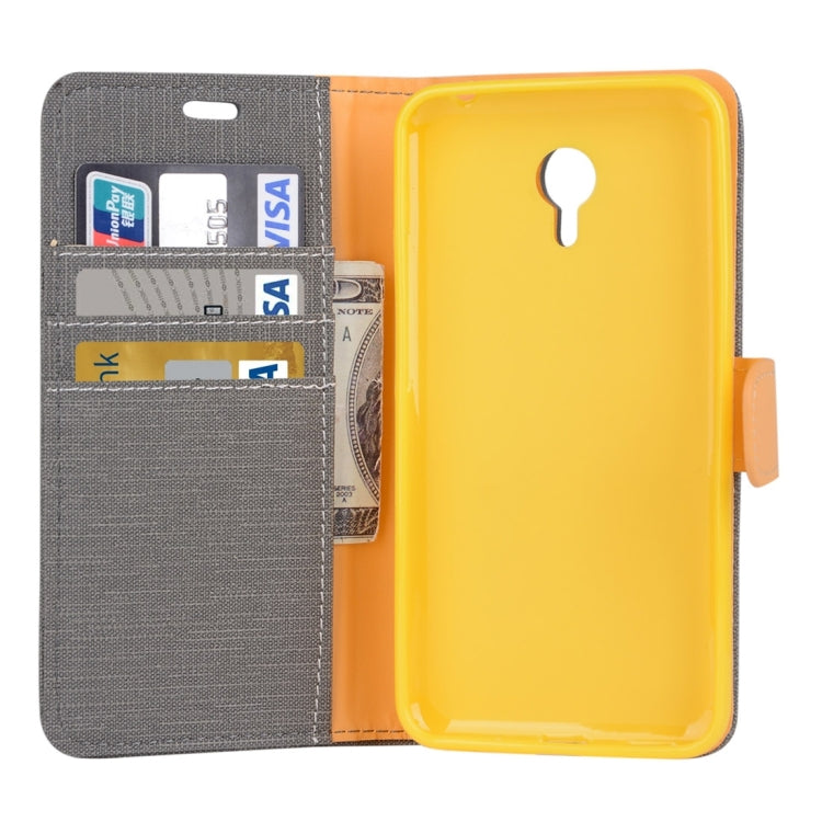 Denim Texture Horizontal Flip Solid Color Leather Case with Holder & Card Slots & Wallet for Meizu M2 Note