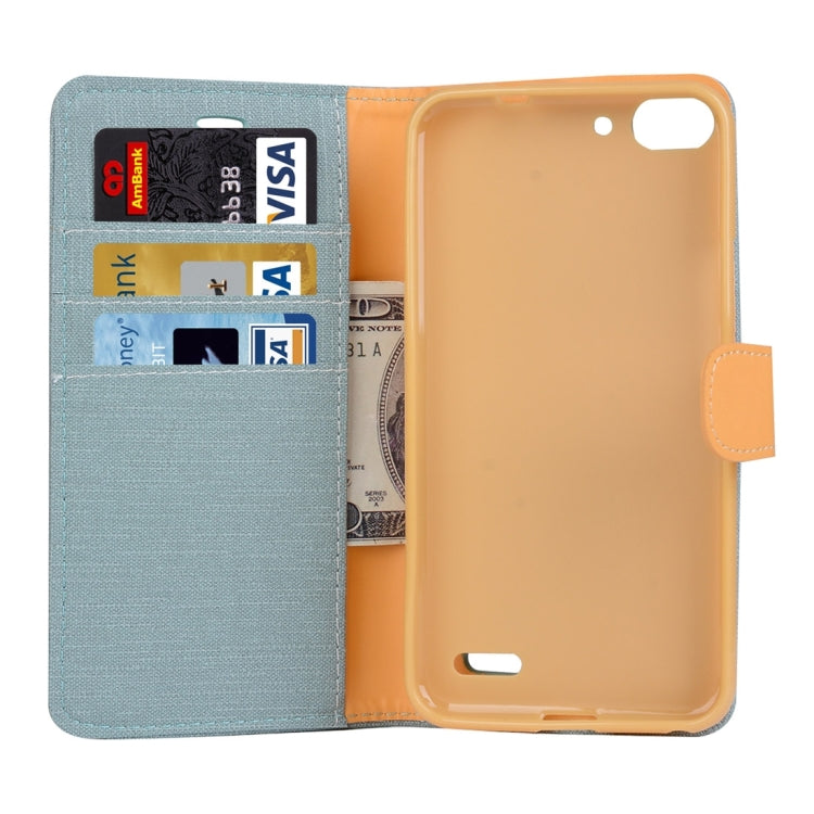 Denim Texture Horizontal Flip Solid Color Leather Case with Holder & Card Slots & Wallet for Vodafone Smart Ultra 6 / V995