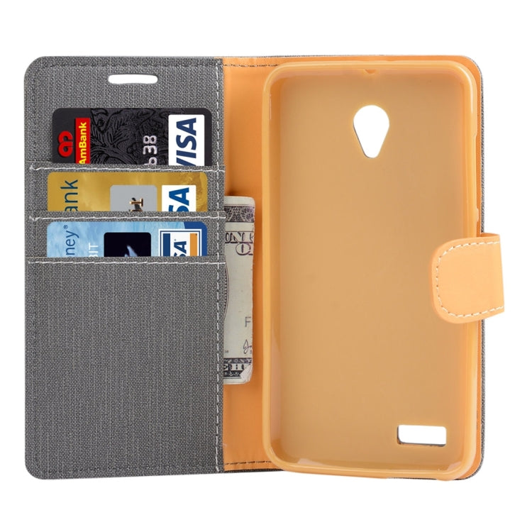Denim Texture Horizontal Flip Solid Color Leather Case with Holder & Card Slots & Wallet for Vodafone Smart Prime 6