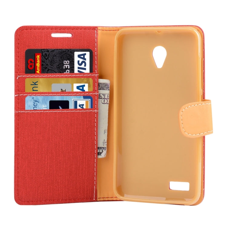 Denim Texture Horizontal Flip Solid Color Leather Case with Holder & Card Slots & Wallet for Vodafone Smart Prime 6