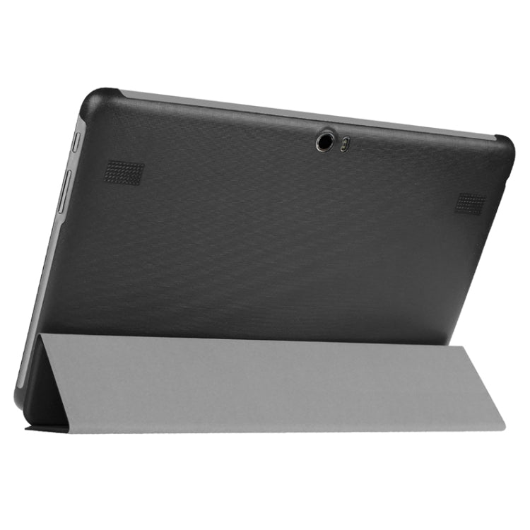 Stone Texture Solid Color Leather Case with Three-Folding Holder for Huawei MediaPad 10 FHD