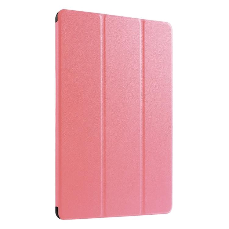 Stone Texture Solid Color Leather Case with Three-Folding Holder for Huawei MediaPad 10 FHD