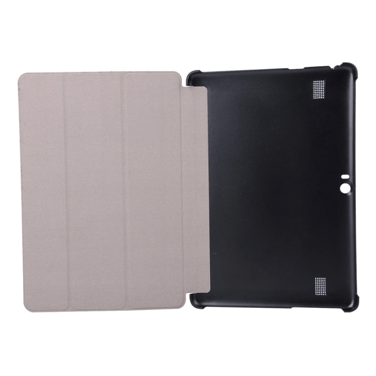 Stone Texture Solid Color Leather Case with Three-Folding Holder for Huawei MediaPad 10 FHD