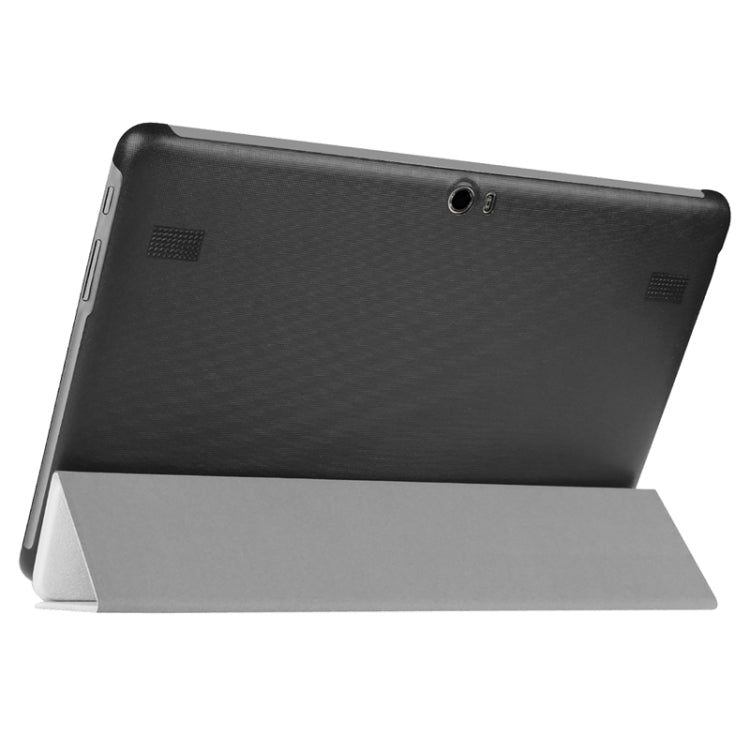 Stone Texture Solid Color Leather Case with Three-Folding Holder for Huawei MediaPad 10 FHD