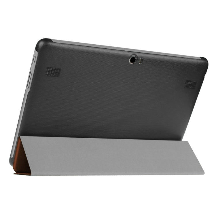 Stone Texture Solid Color Leather Case with Three-Folding Holder for Huawei MediaPad 10 FHD