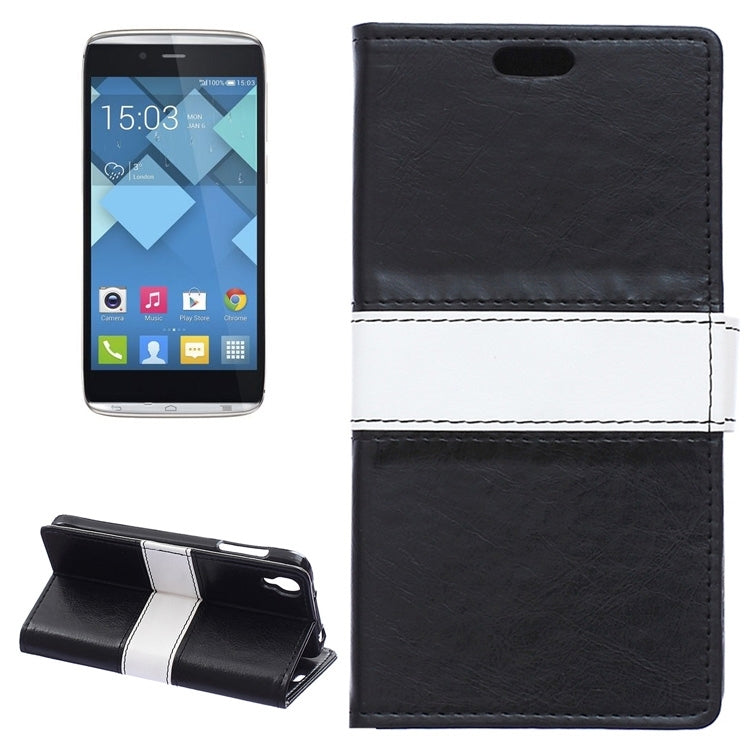 4.7 Inch Crystal Texture Horizontal Flip Colorblock Leather Case with Holder & Card Slot & Wallet for Alcatel TCL IDOL 3
