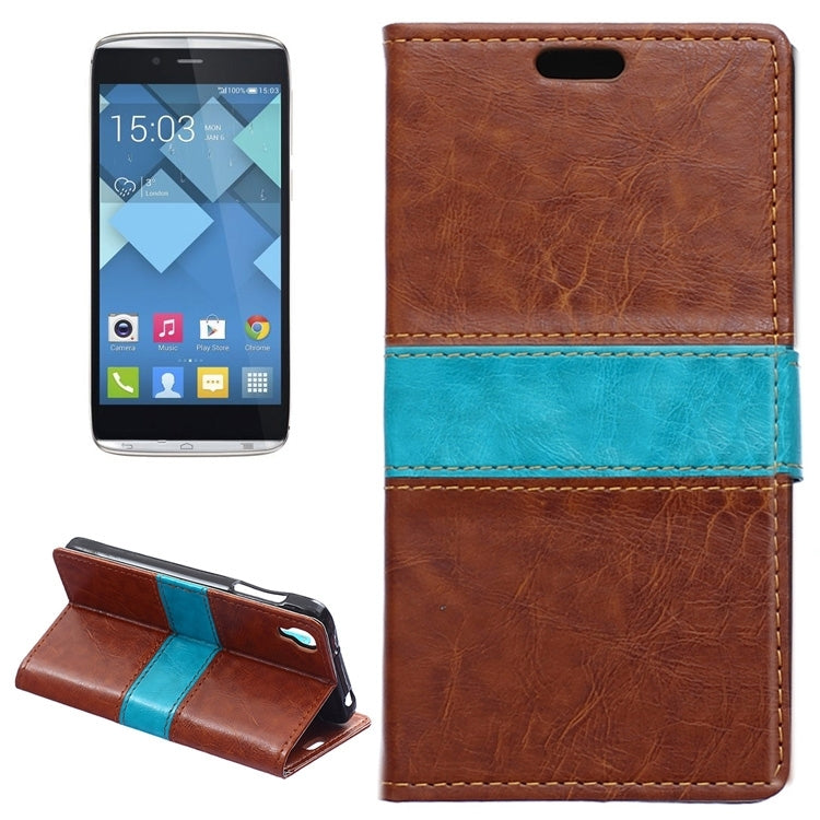5.5 Inch Crystal Texture Horizontal Flip Colorblock Leather Case with Holder & Card Slot & Wallet for Alcatel TCL IDOL 3