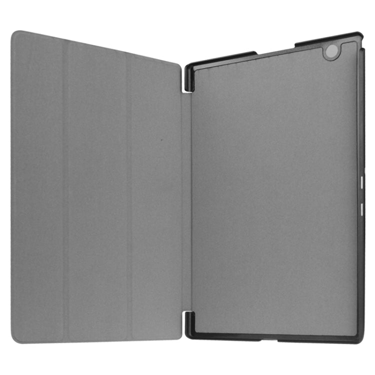 Karst Texture Horizontal Flip Solid Color Leather Case with Three-Folding Holder for Sony Xperia Z4