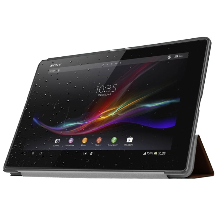 Karst Texture Horizontal Flip Solid Color Leather Case with Three-Folding Holder for Sony Xperia Z4