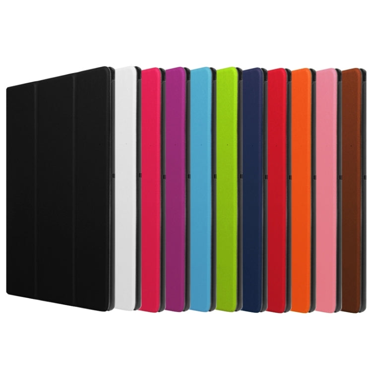 Karst Texture Horizontal Flip Solid Color Leather Case with Three-Folding Holder for Sony Xperia Z4
